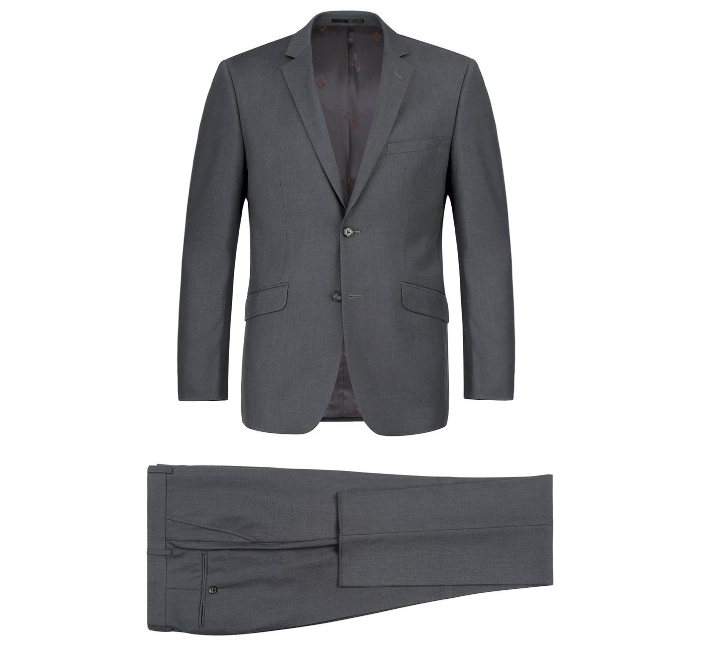 Medium Grey 2-Piece Slim Fit Notch Lapel Solid Suit
