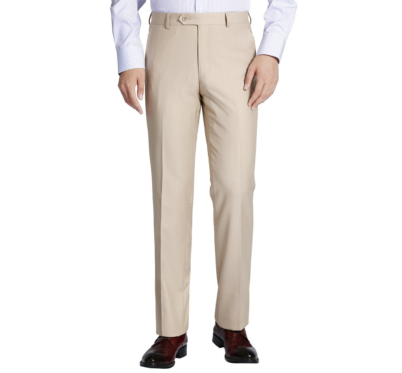 Beige Flat Front Suit Separate Pants