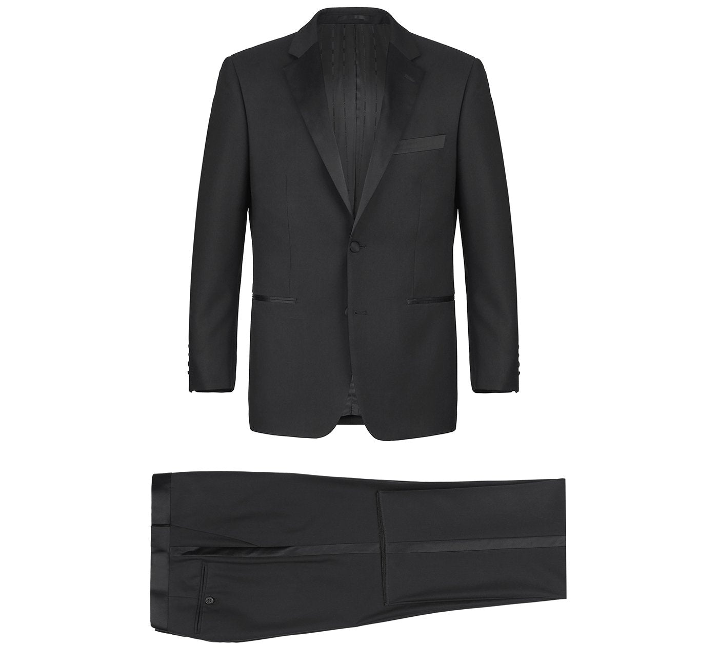 Black Satin Notched Lapel 2-Piece Tuxedo