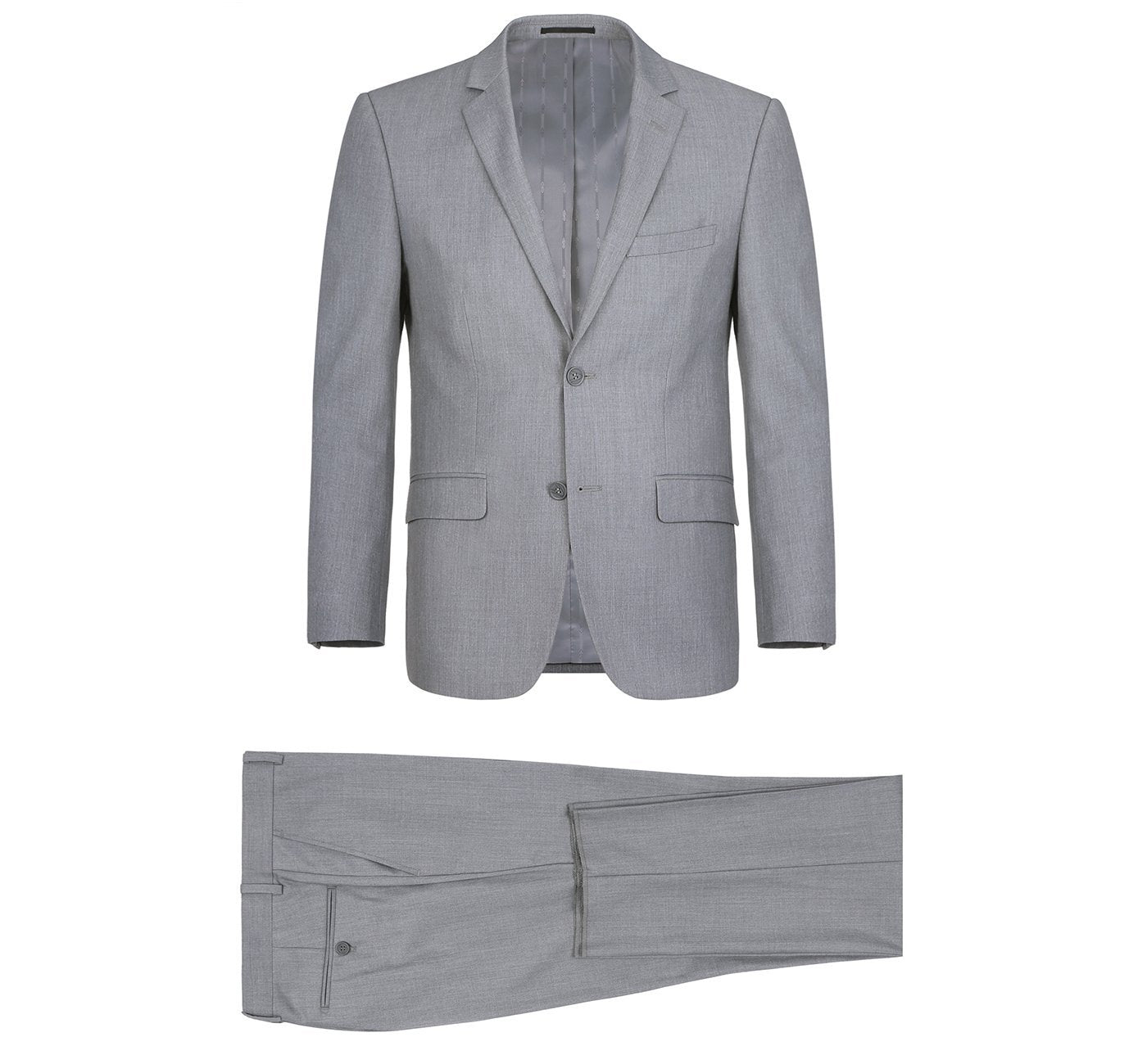 Light Grey 2-Piece Single Breasted 2 Button Suit