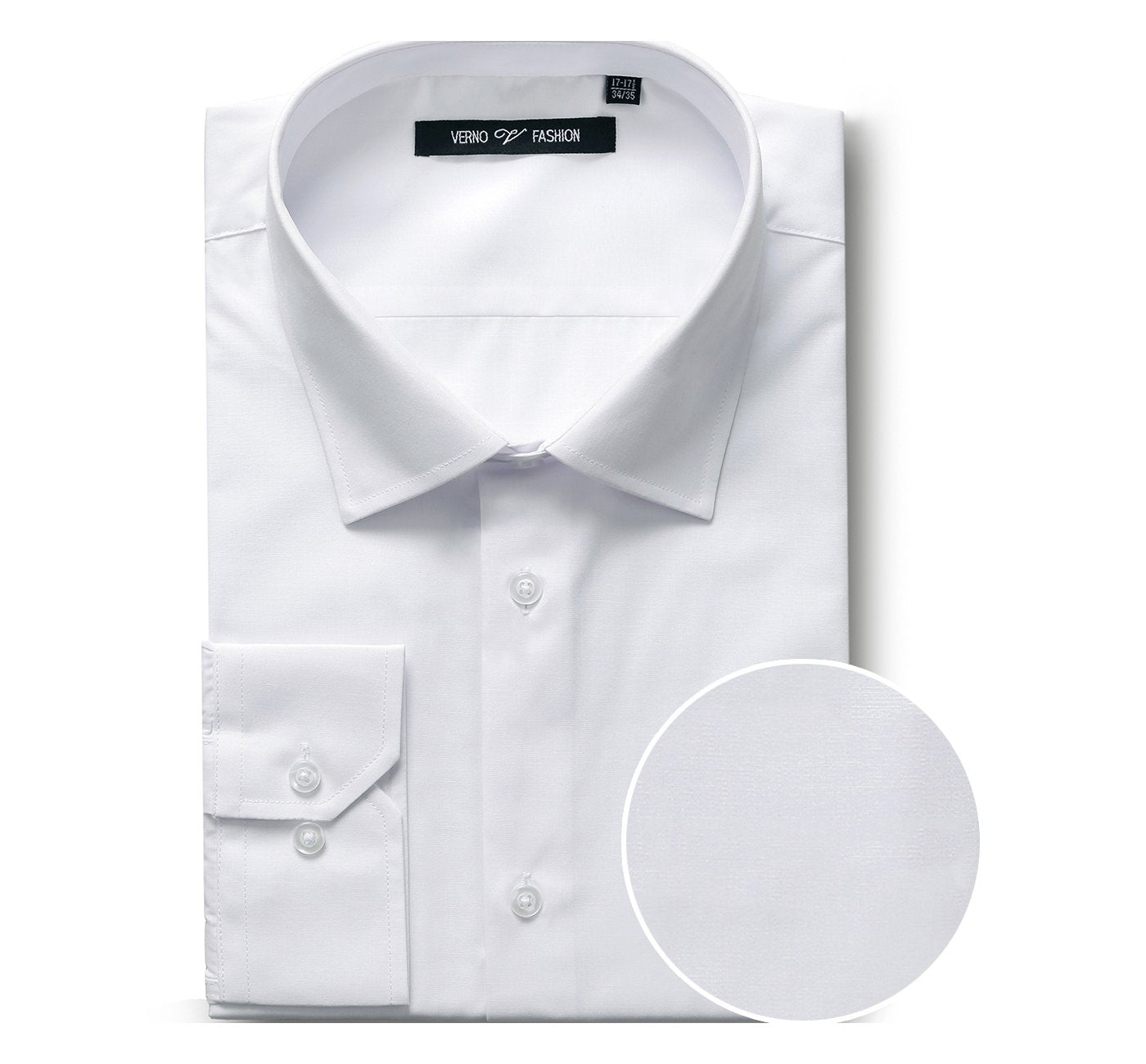 White Long Sleeve Spread Collar Dress Shirt