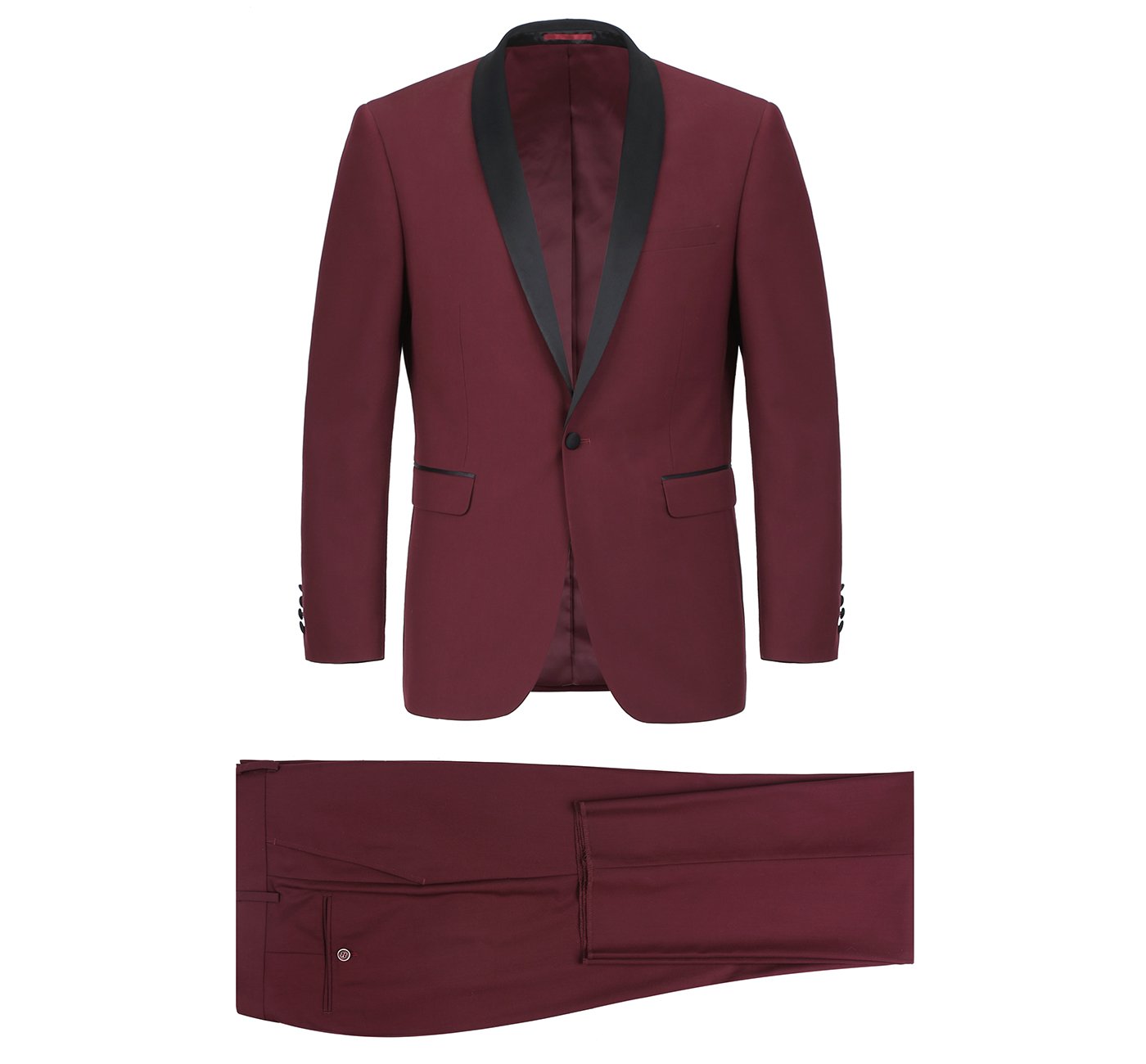 Burgundy Slim Fit 2-Piece Shawl Lapel Tuxedo