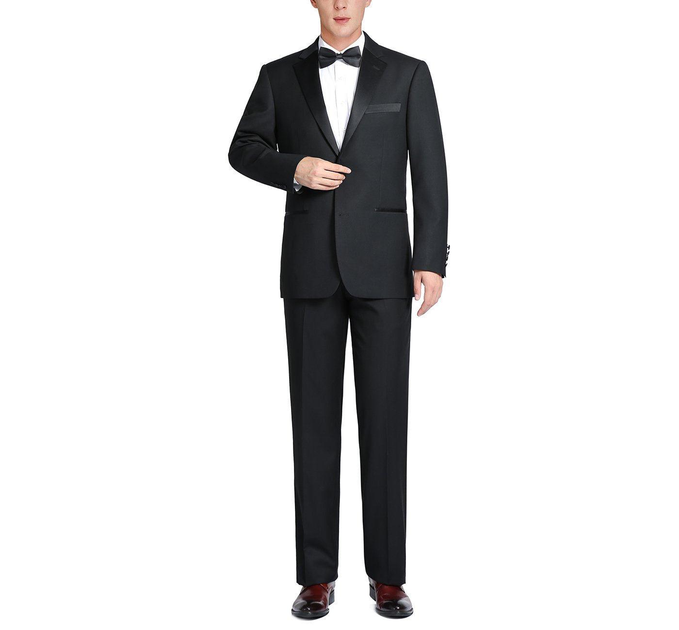 Black Satin Notched Lapel 2-Piece Tuxedo