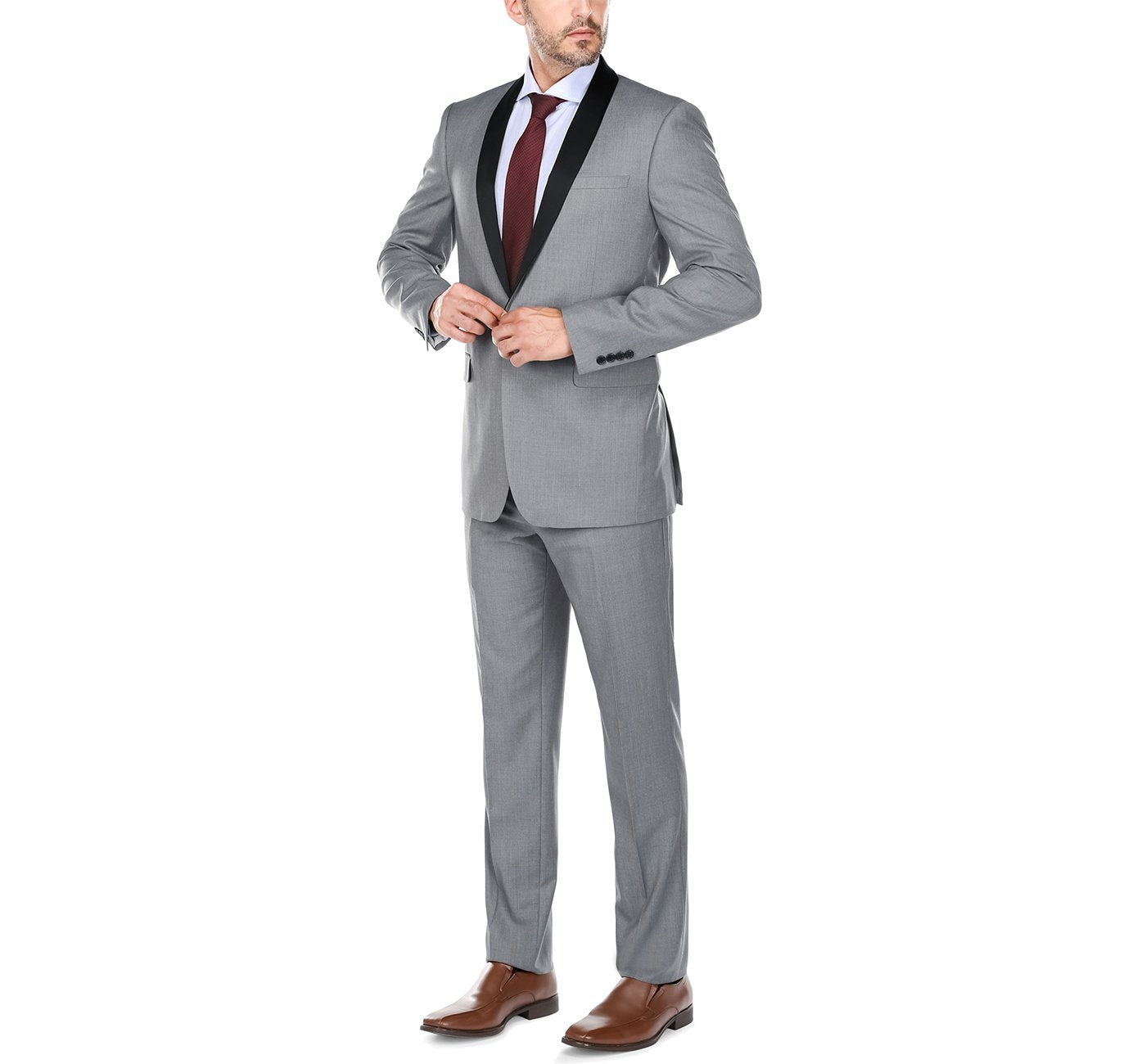 Light Grey Slim Fit 2-Piece Shawl Lapel Tuxedo