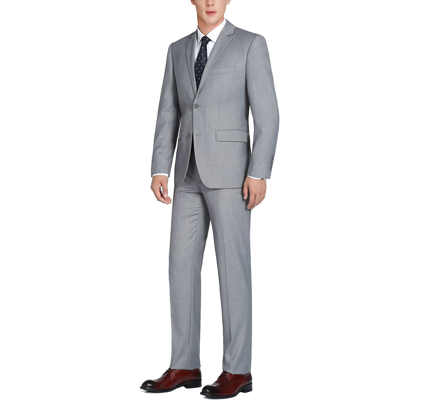 Light Grey 2-Piece Single Breasted 2 Button Suit