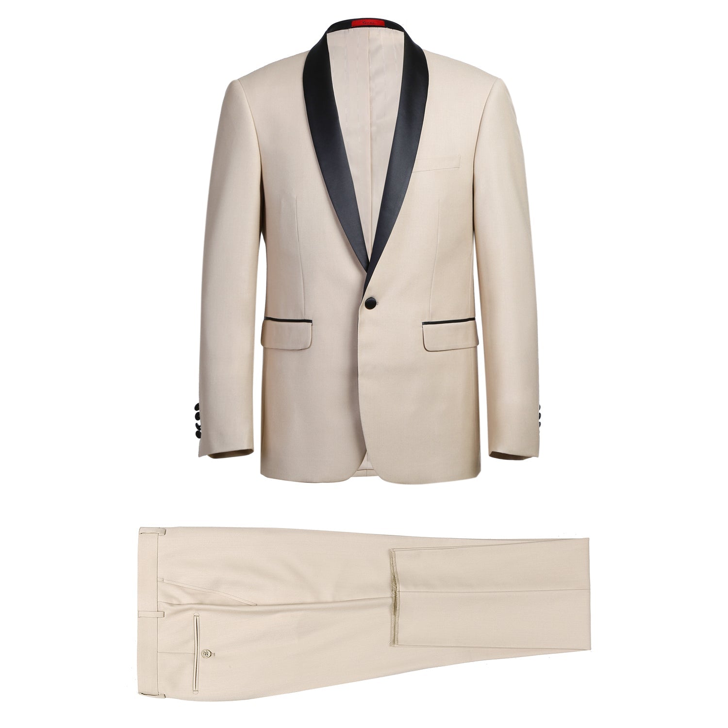 Beige Slim Fit 2-Piece Shawl Lapel Tuxedo