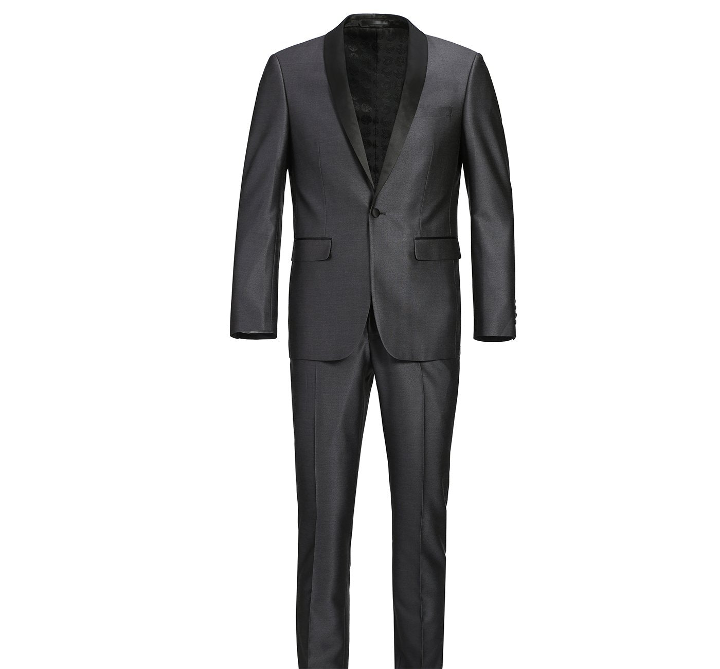 Grey Sharkskin Slim Fit 2-Piece Shawl Lapel Tuxedo