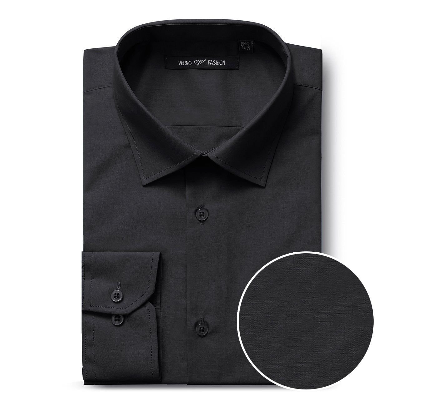 Black Long Sleeve Spread Collar Dress Shirt