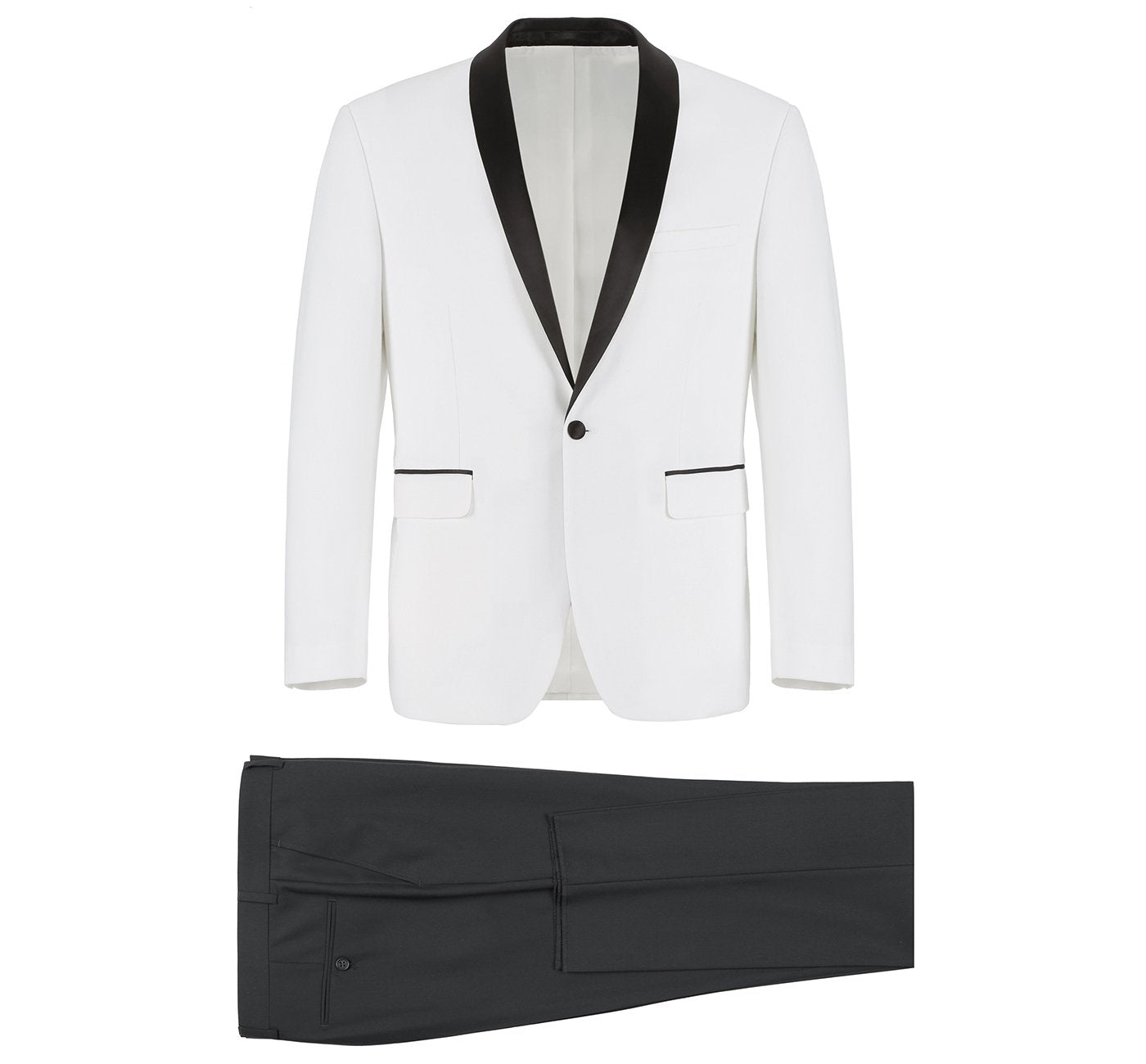 Off White / Black Slim Fit 2-Piece Shawl Lapel Tuxedo