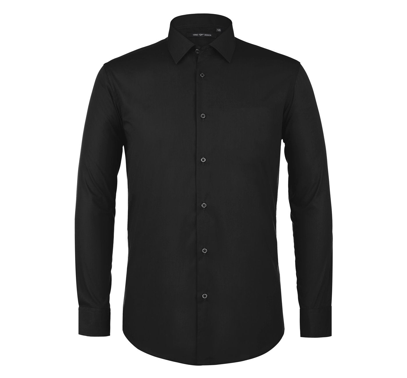 Black Long Sleeve Spread Collar Dress Shirt