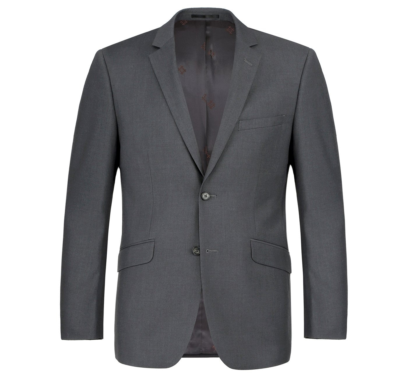Medium Grey 2-Piece Slim Fit Notch Lapel Solid Suit