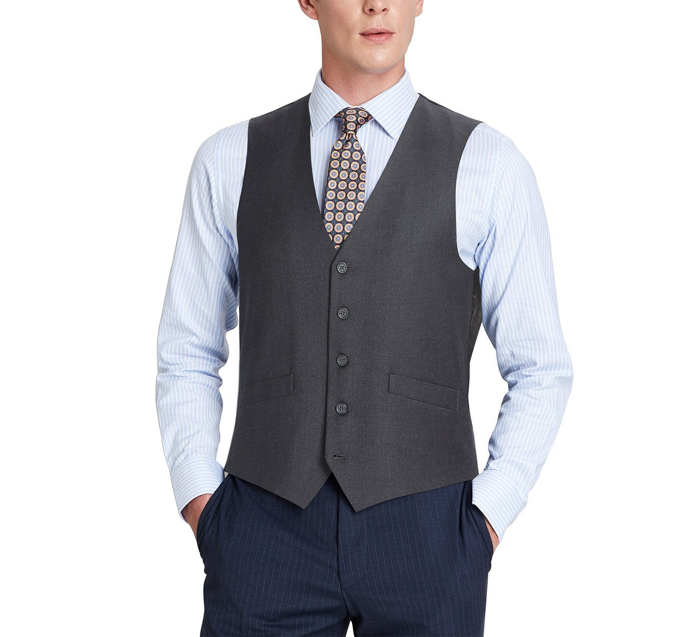 Charcoal Formal Suit Vest Regular Fit Suit Waistcoat