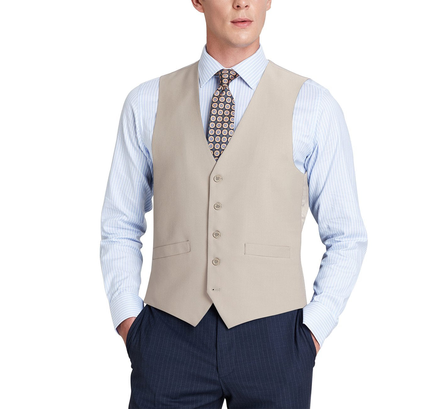 Beige Suit Vest Regular Fit Dress Suit Waistcoat