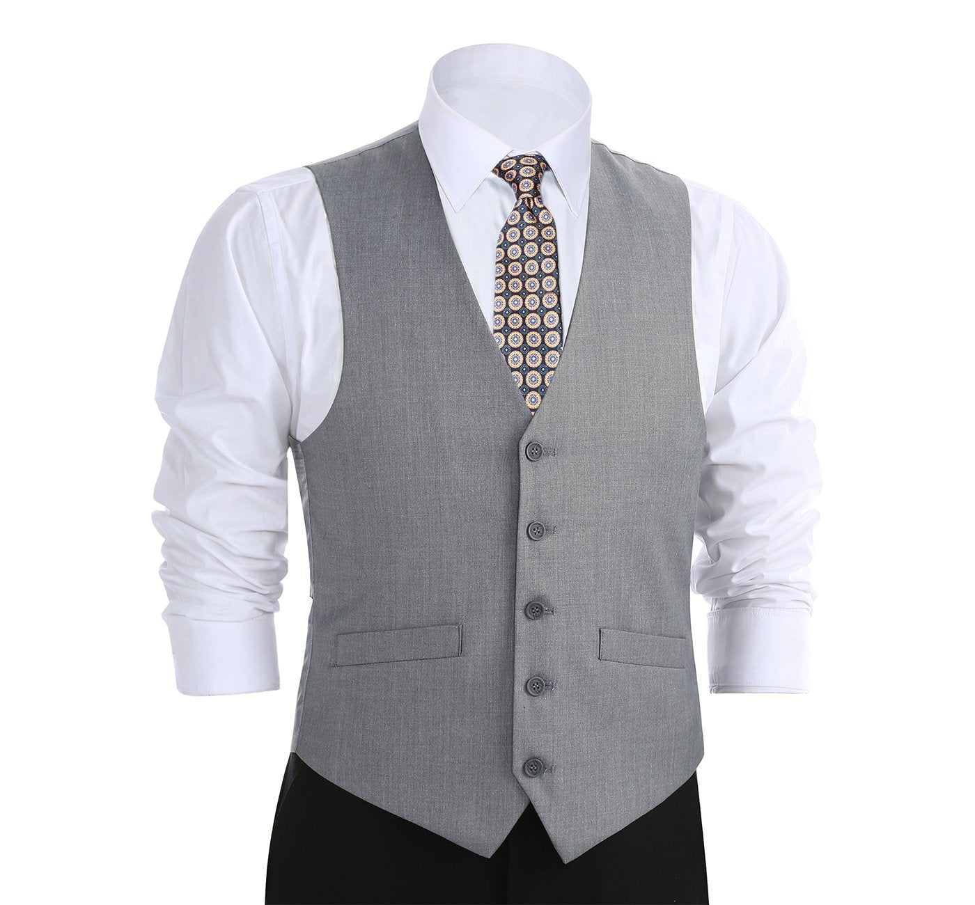 Light Grey Formal Suit Vest Regular Fit Suit Waistcoat