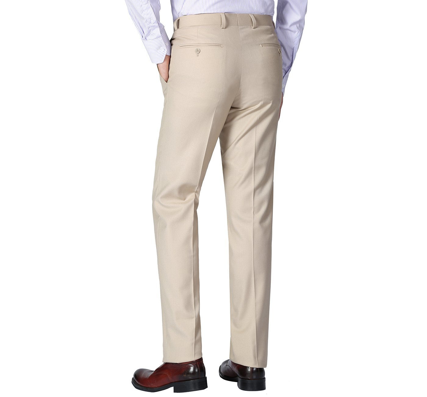 Beige Flat Front Suit Separate Pants