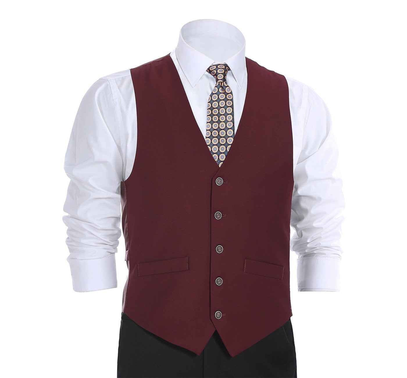 Burgundy Suit Vest Regular Fit Dress Suit Waistcoat