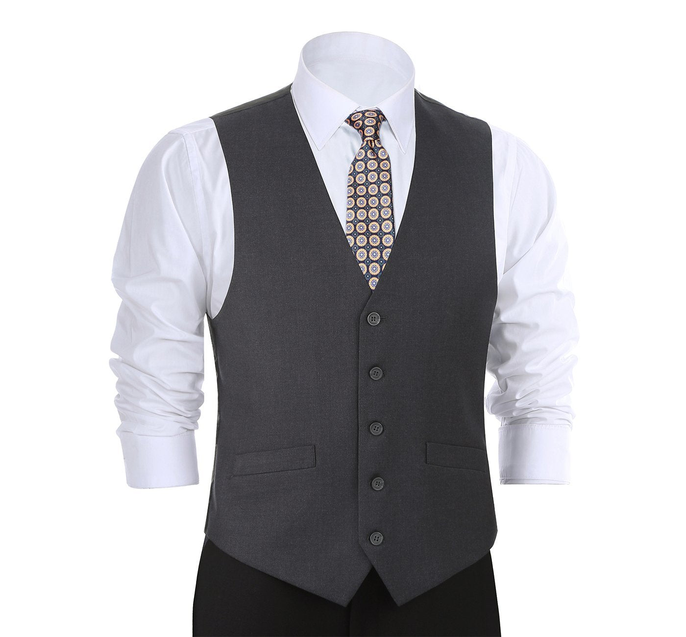 Charcoal Formal Suit Vest Regular Fit Suit Waistcoat