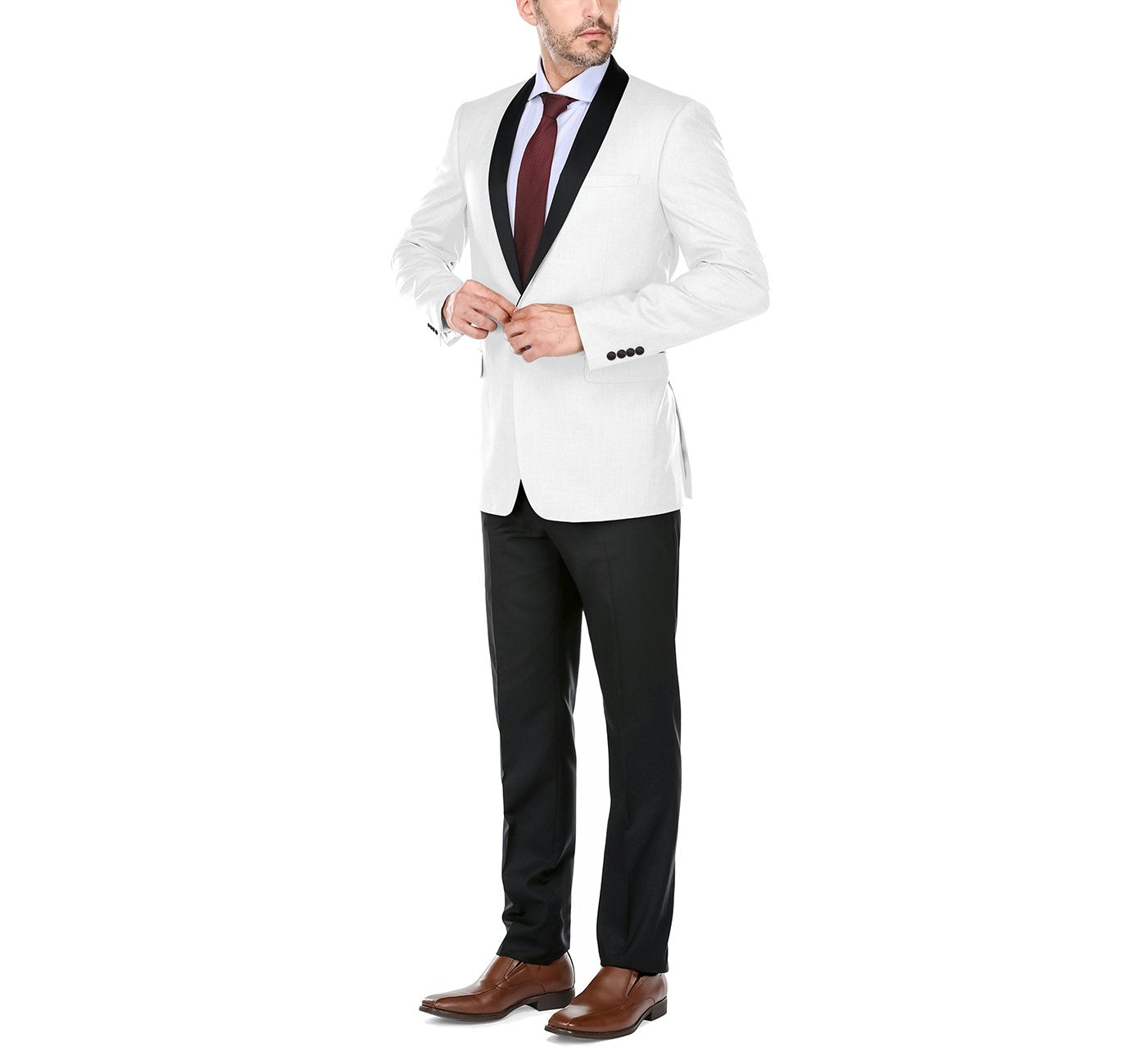 Off White / Black Slim Fit 2-Piece Shawl Lapel Tuxedo