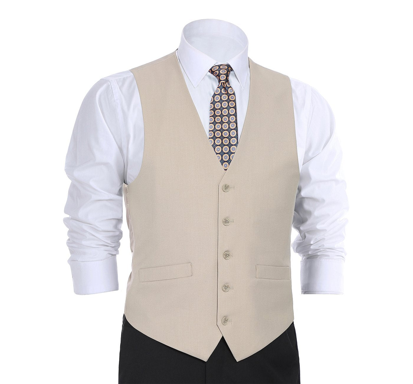 Beige Suit Vest Regular Fit Dress Suit Waistcoat