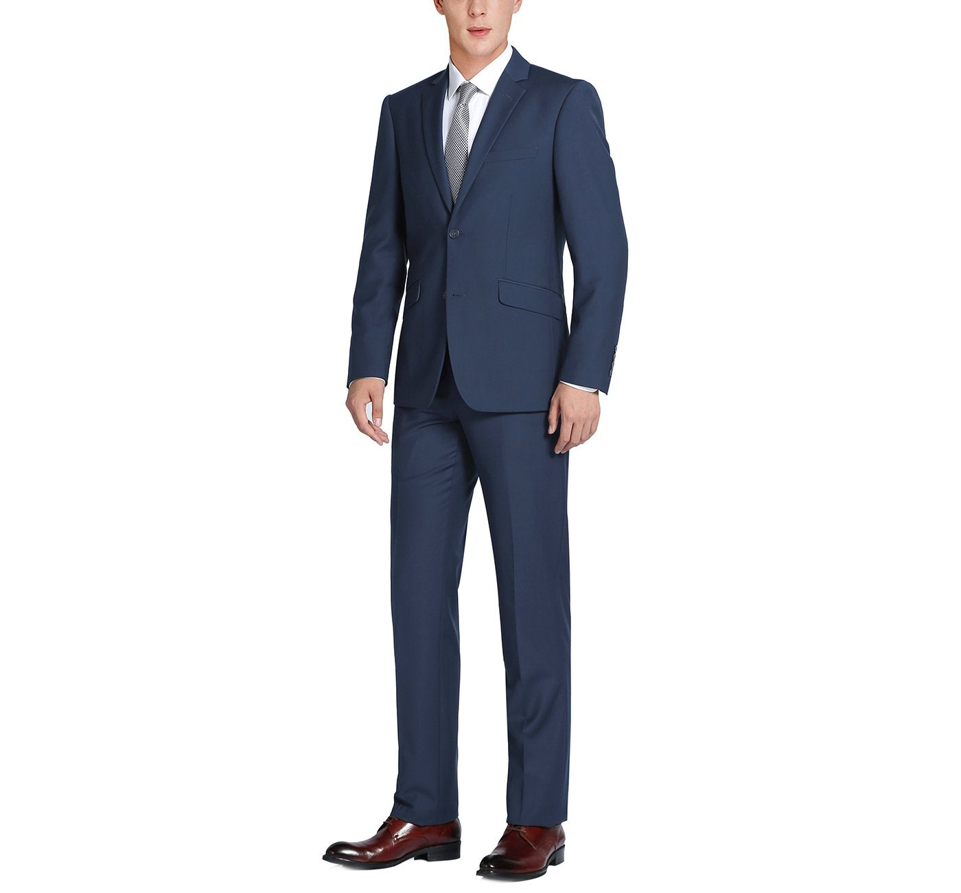 Navy Blue 2-Piece Single Breasted Notch Lapel Suit