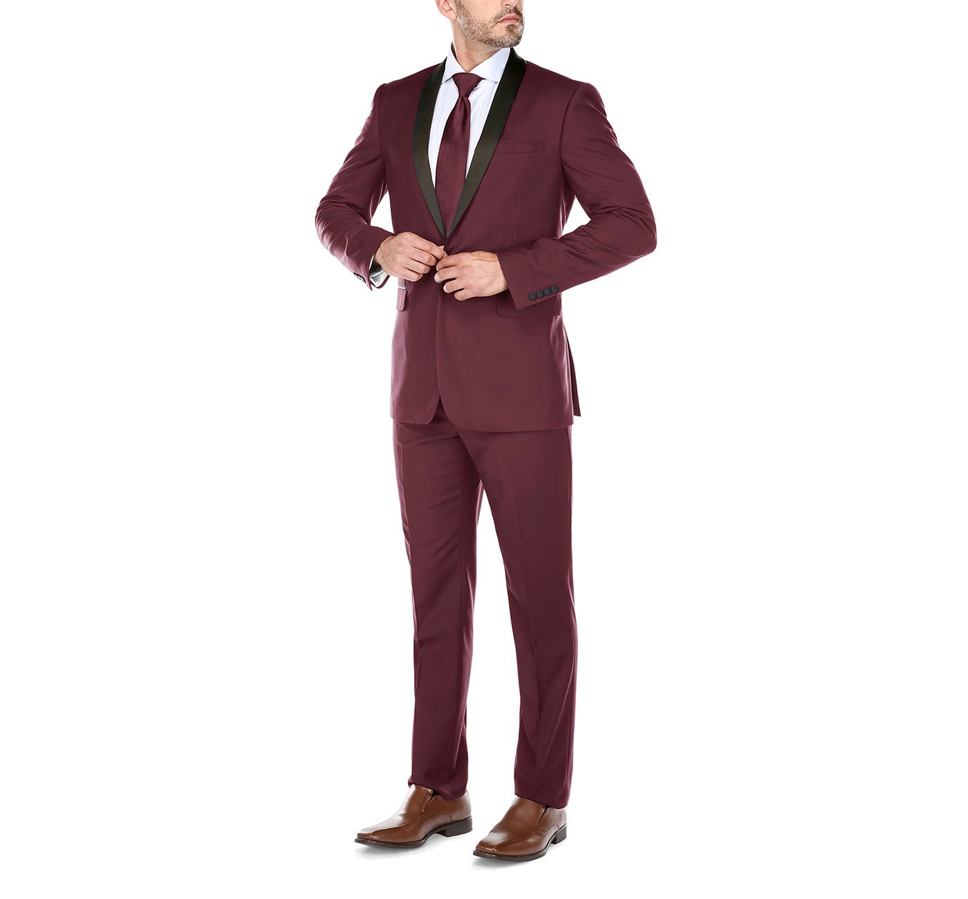 Burgundy Slim Fit 2-Piece Shawl Lapel Tuxedo