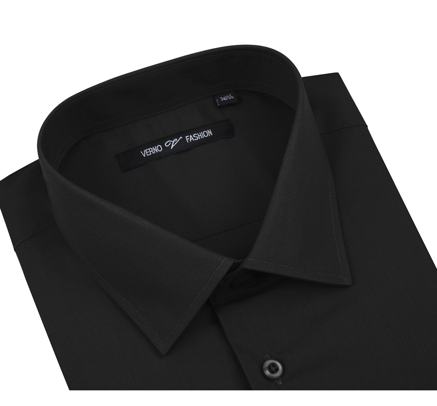 Black Long Sleeve Spread Collar Dress Shirt