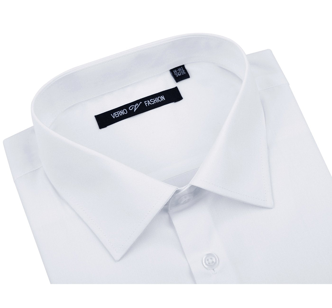 White Long Sleeve Spread Collar Dress Shirt
