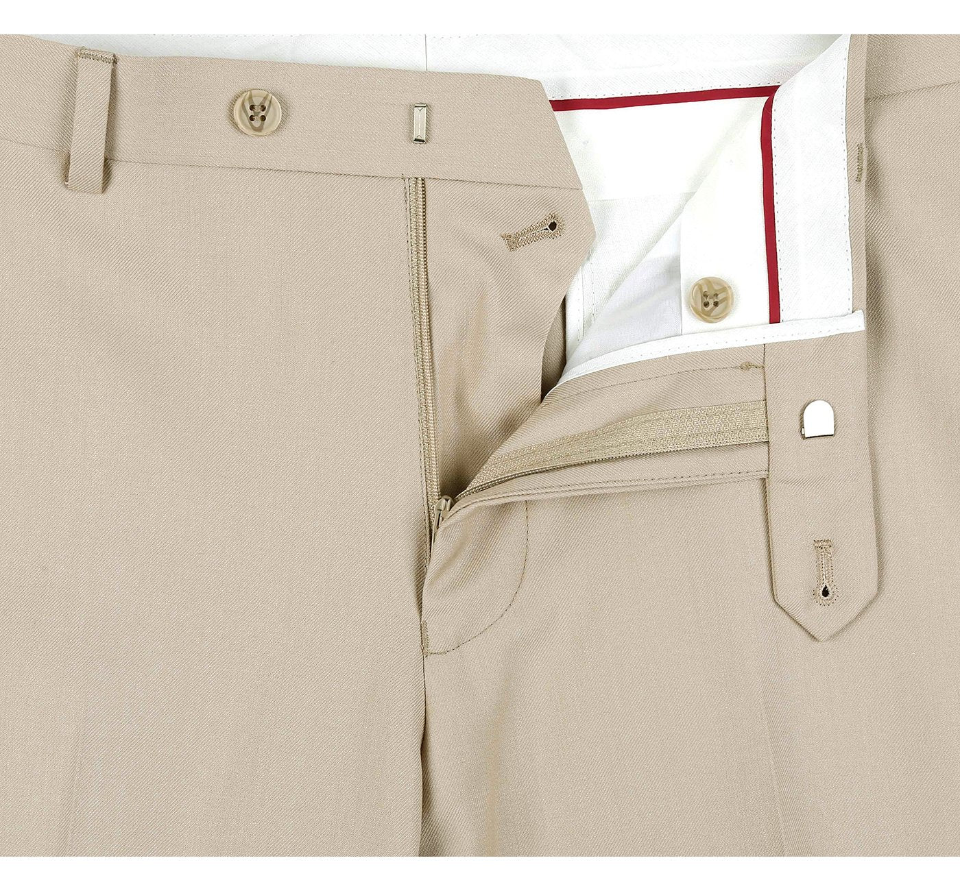 Beige Flat Front Suit Separate Pants